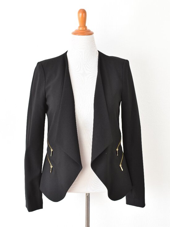 Calvin Klein Jackets & Blazers - Calvin Klein Open Front Blazer Black with Zipper Detail - 12